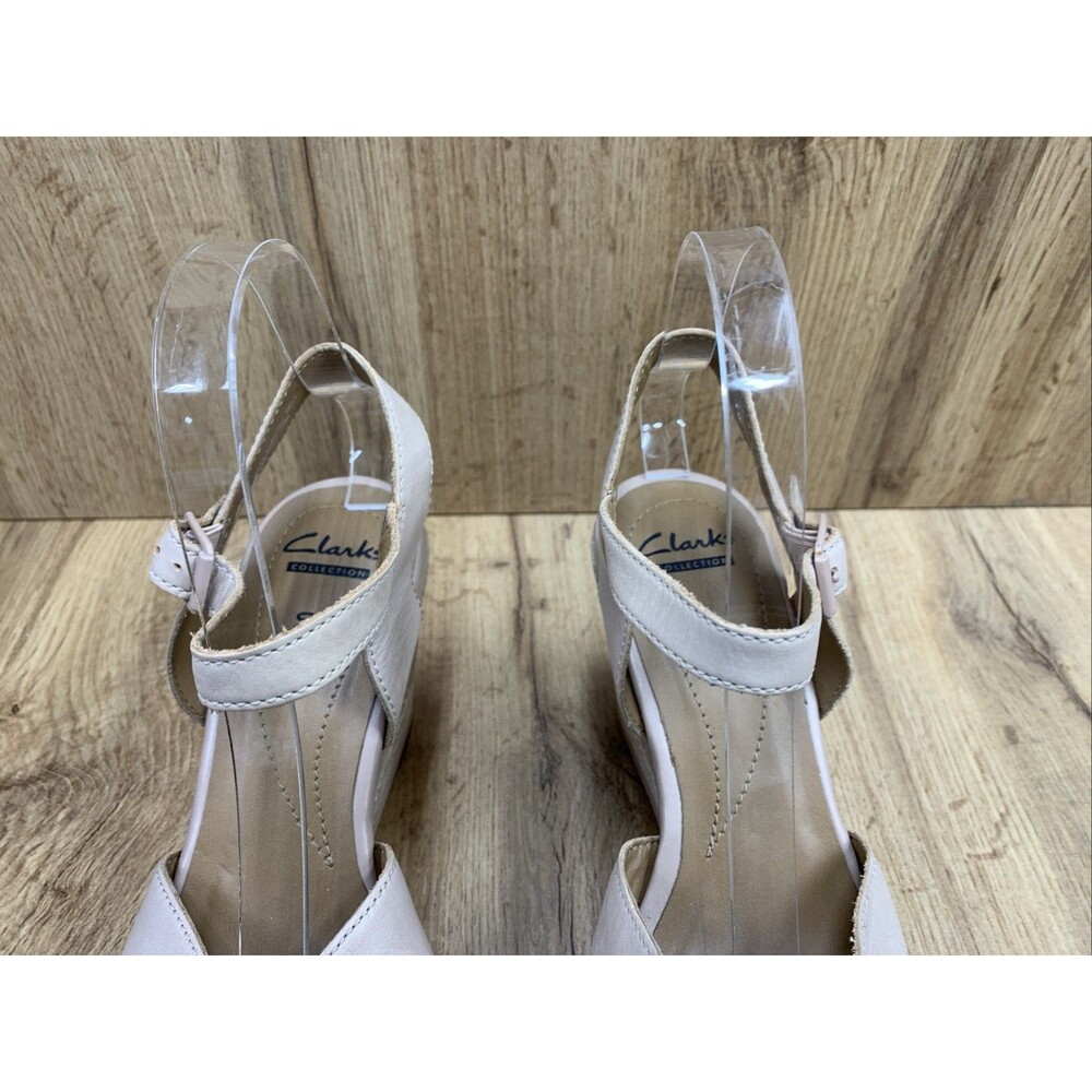 Clarks  Collection Womens  Zia Noble Wedge Heel Shoes Nude Leather  Size 8M - Picture 8 of 16
